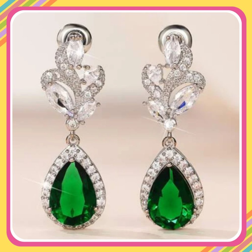 Rhinestone Green GLAM Earrings